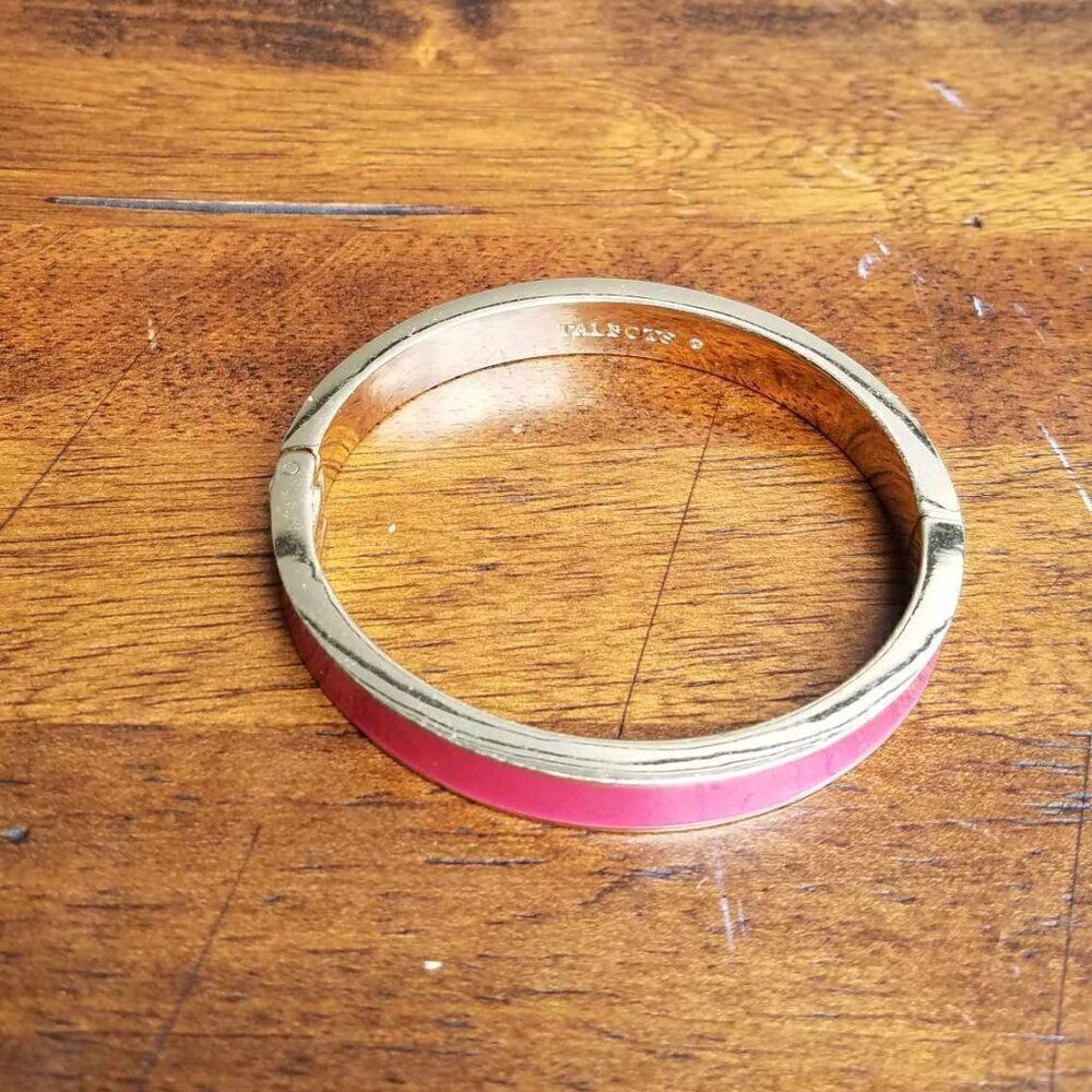 Talbots Reddish Pink Hinged Enamel Bangle Bracelet